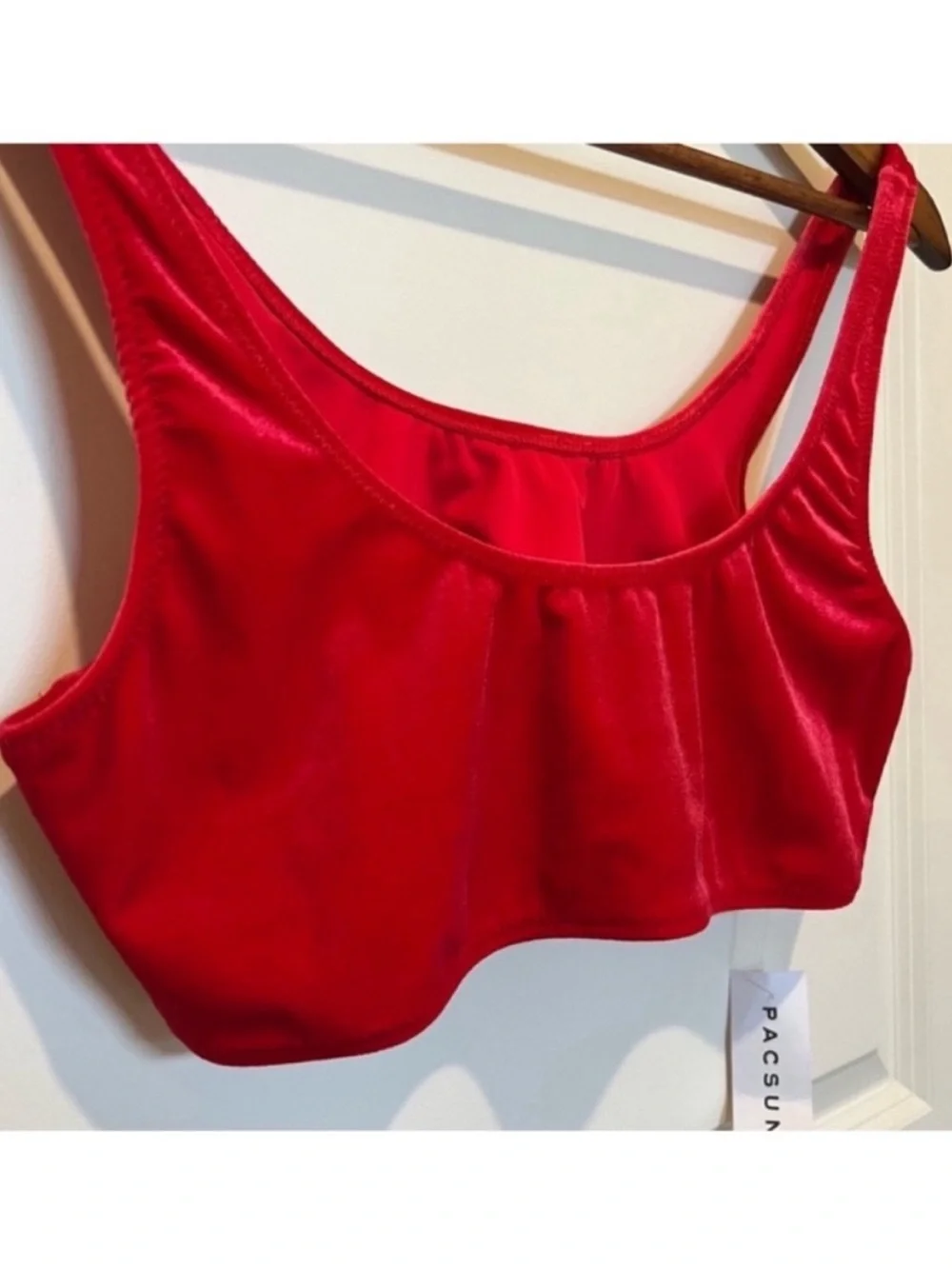 NEW Kendall & Kylie Velour Top Red Size Large Lingerie Bra